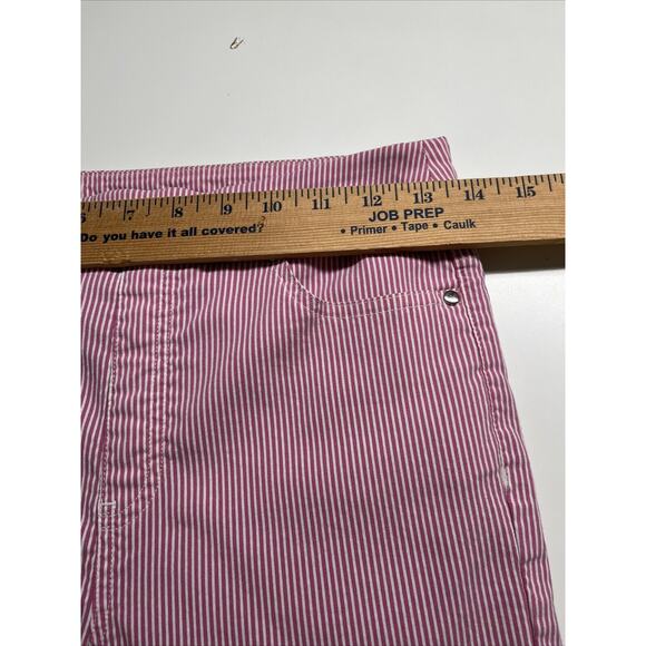 Mario Serrani Italy Pants Small Crop Striped Pull On Stretch Skinny Pink White - Picture 10 of 14
